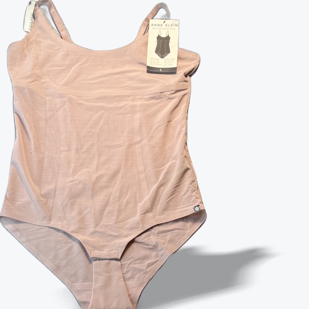 Anne Klein Bodyshaper Bodysuit Mauve Mesh Seamless Control Shapewear Large NWT